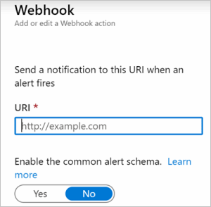 Webhook 操作架构选项的屏幕截图。