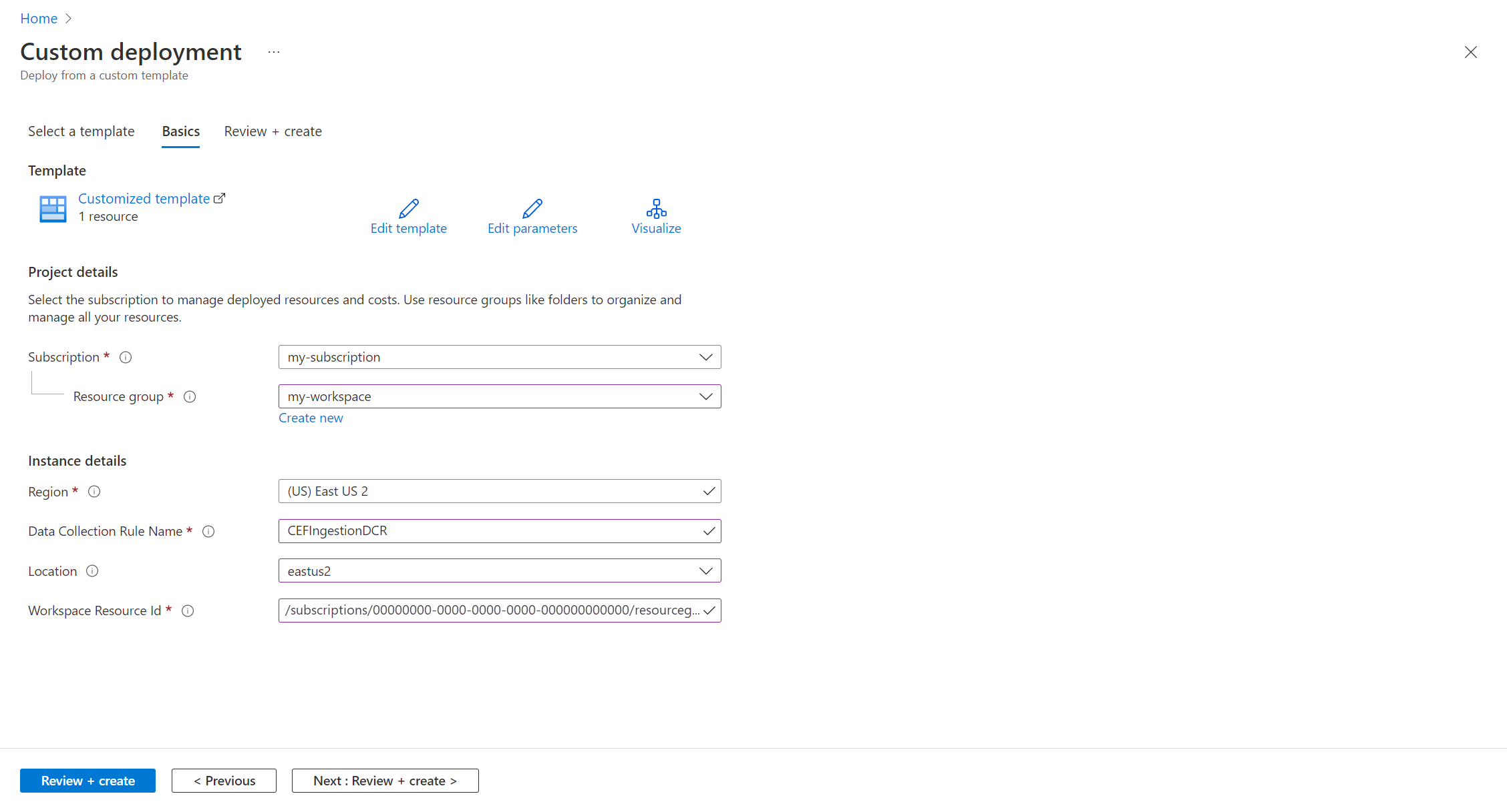 该屏幕截图显示如何编辑自定义部署值。