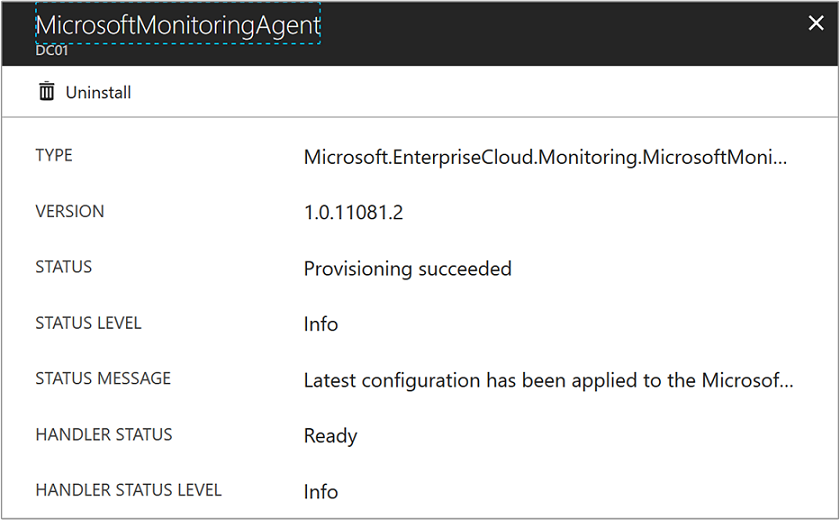 该屏幕截图显示了 VM 扩展的详细信息。