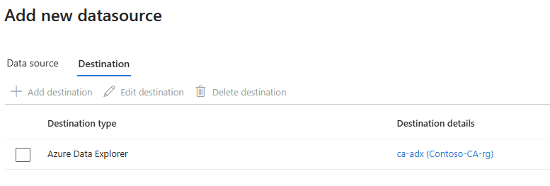 显示 ADX 数据流目标的屏幕截图。