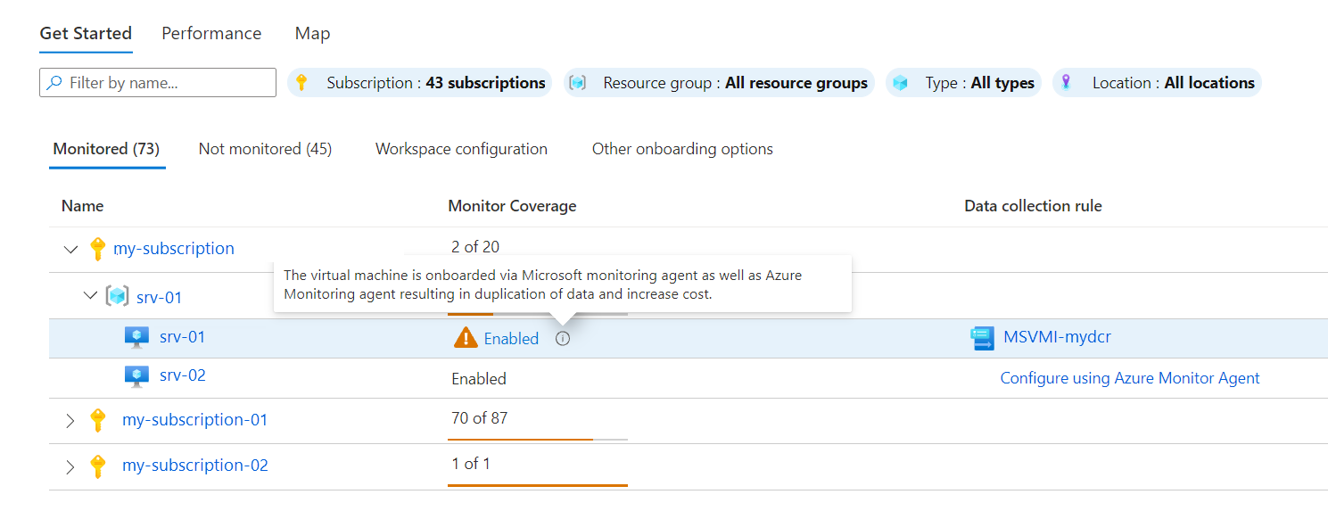 显示两个已安装代理的警告信息的屏幕截图。