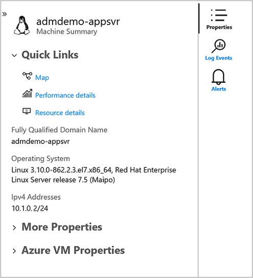 显示虚拟机“属性”窗格的屏幕截图。