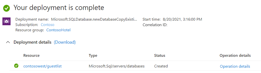 屏幕截图显示部署后的辅助数据库状态。