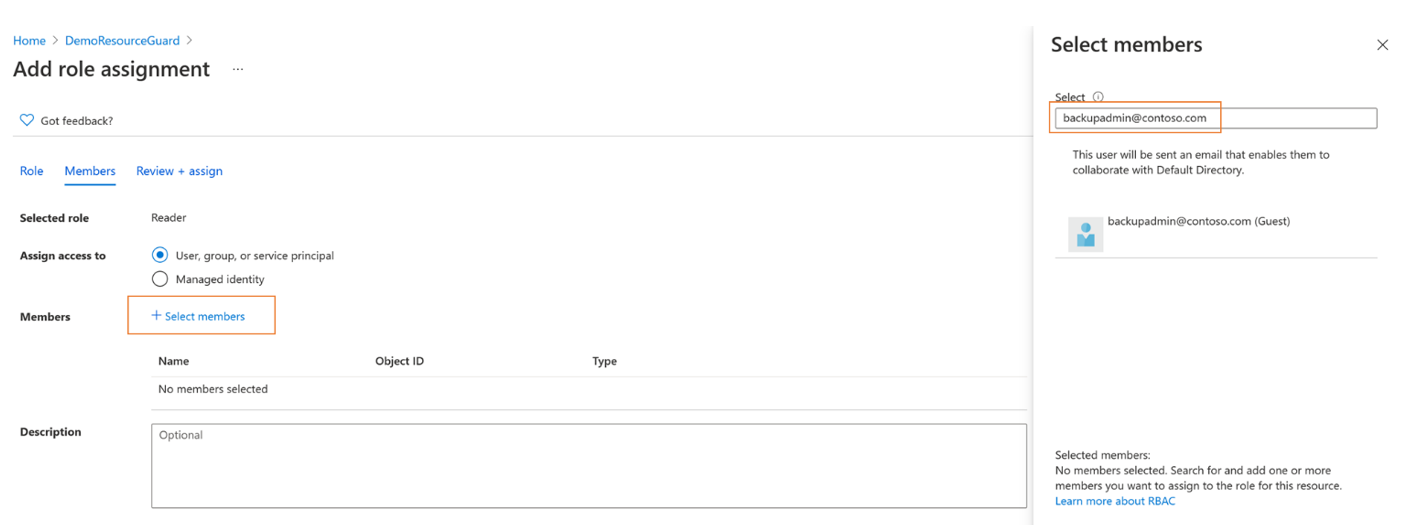 屏幕截图显示了资源防护-选择成员的演示。