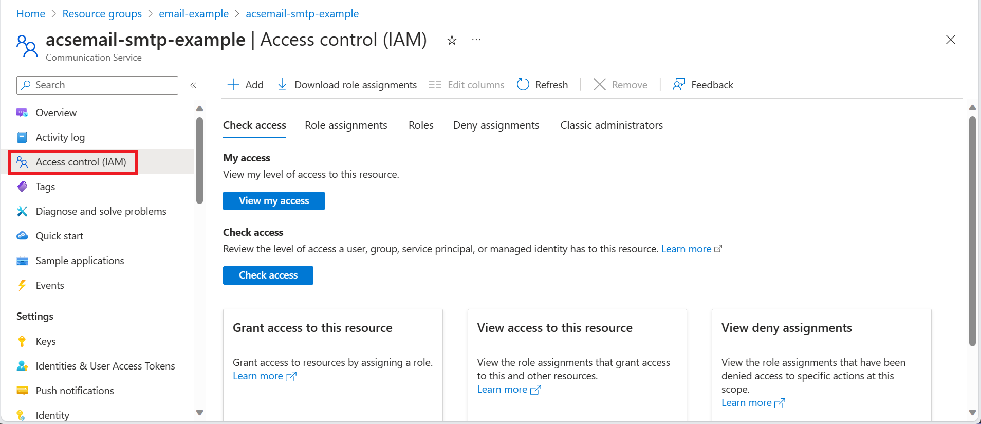 显示通信资源的访问控制的屏幕截图。