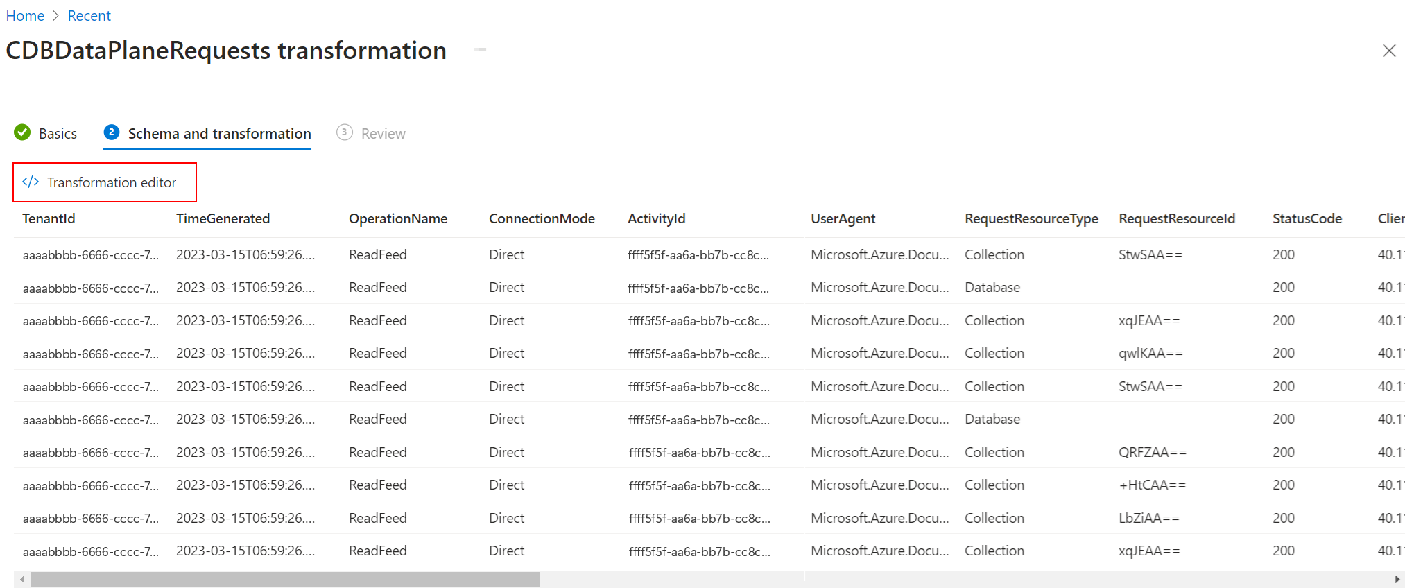 显示转换编辑器的屏幕截图。
