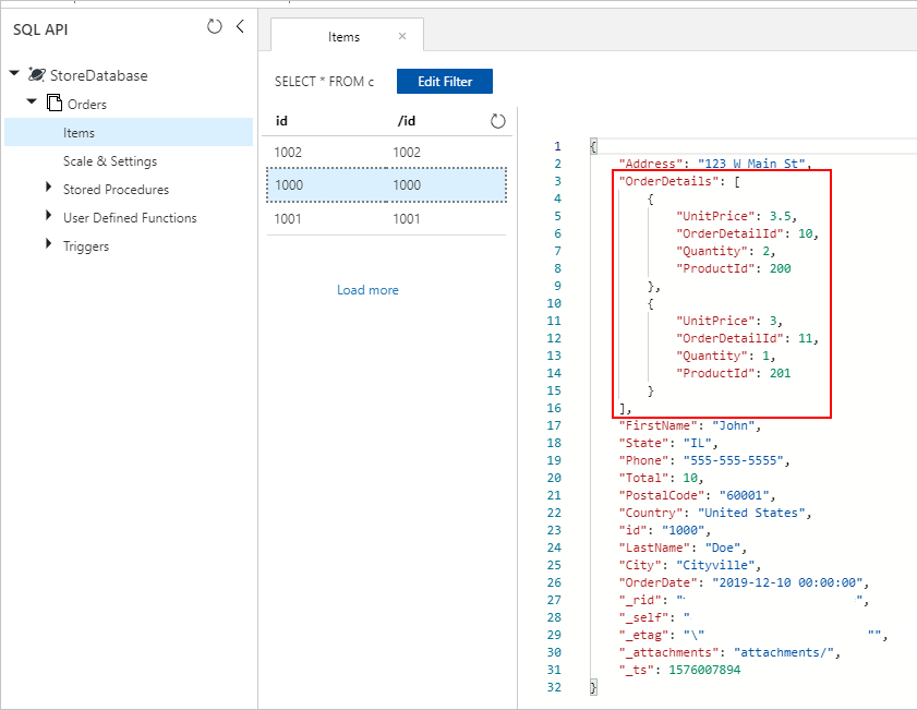 迁移后生成的数据的屏幕截图。