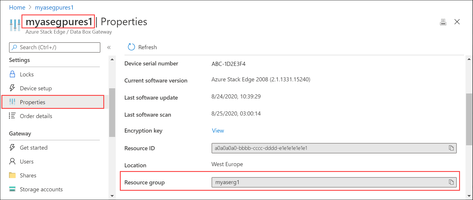 获取资源组名称的屏幕截图。
