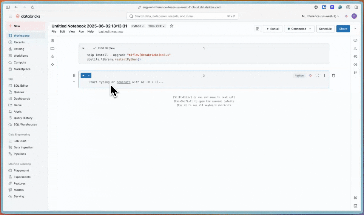 hello mlflow 笔记本单元格