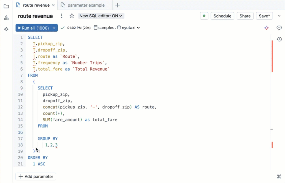 显示多个用户编辑查询的 GIF。
