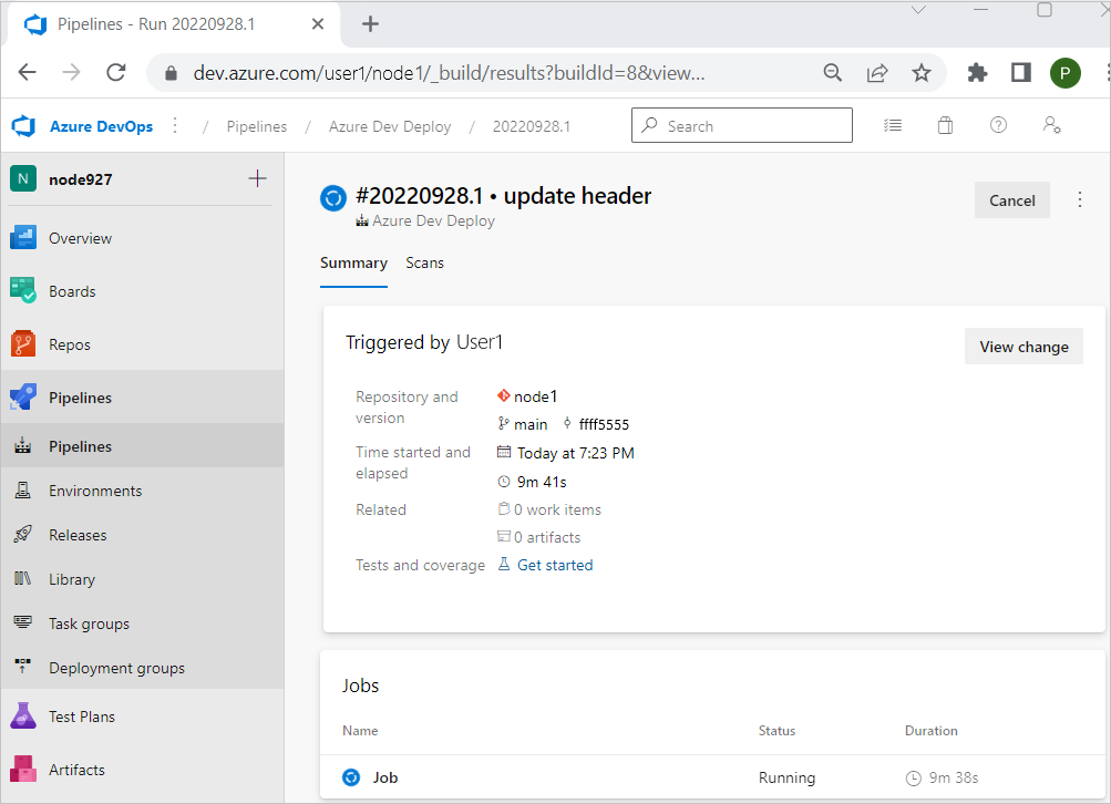 测试更新后运行的 GitHub 工作流的屏幕截图。