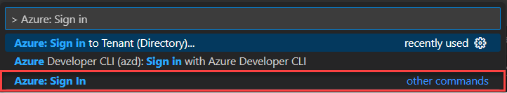 显示如何在 Visual Studio Code 中登录到 Azure 的屏幕截图。