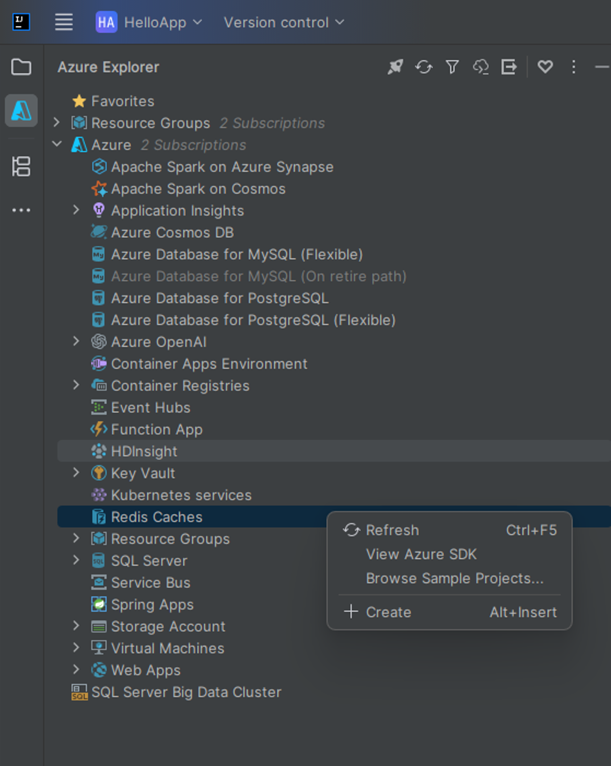 创建 Redis 缓存菜单