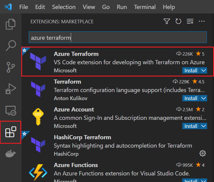在插件市场中搜索 Visual Studio Code 扩展。