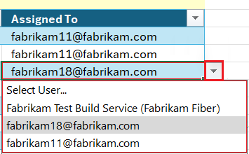 显示最近使用值的“分配给字段”下拉列表的屏幕截图。