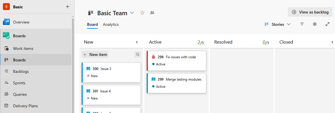 面板列的屏幕截图。