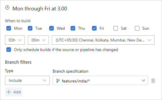 计划的触发器 UTC + 5：30 时区