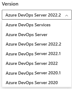 如何从 Azure DevOps 内容版本选择器中选择版本的屏幕截图。