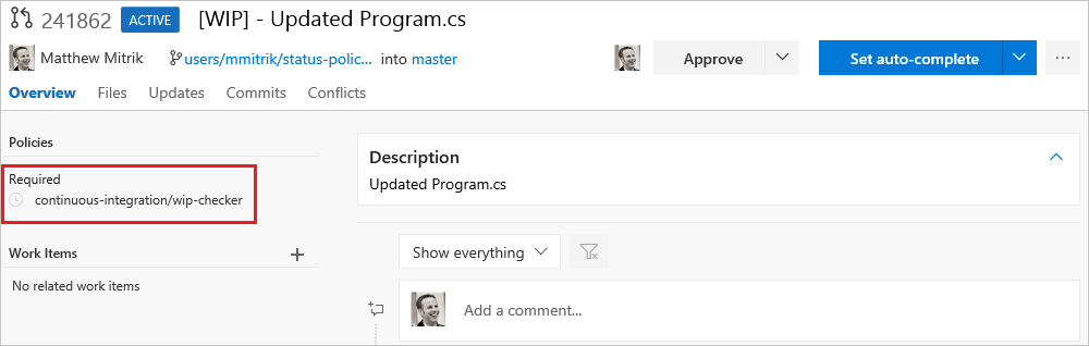策略状态在“策略”部分中可见