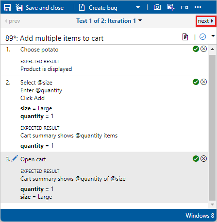 屏幕截图显示了测试的下一次迭代。