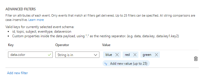 显示高级筛选器示例的屏幕截图。