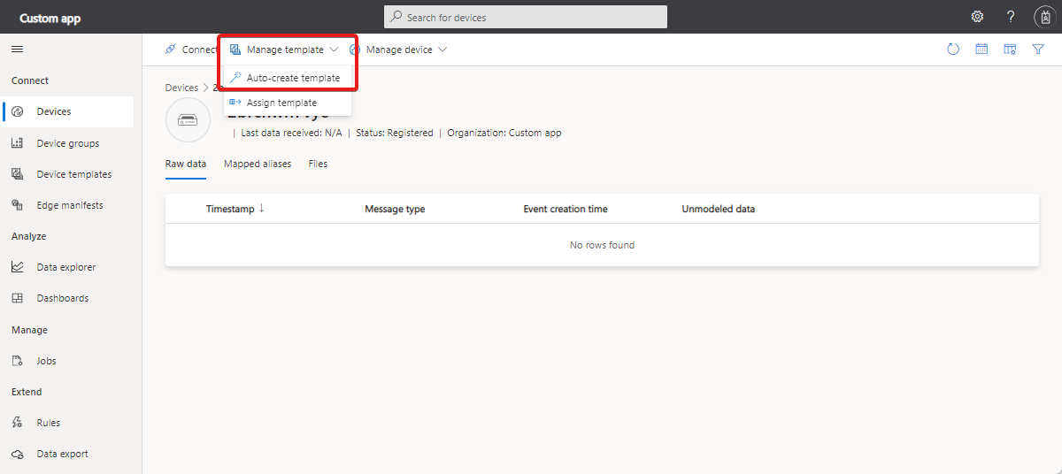 显示来自未分配设备的原始数据的屏幕截图。