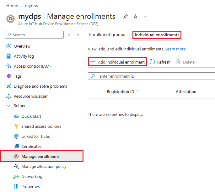 显示“添加单个注册”选项的屏幕截图。