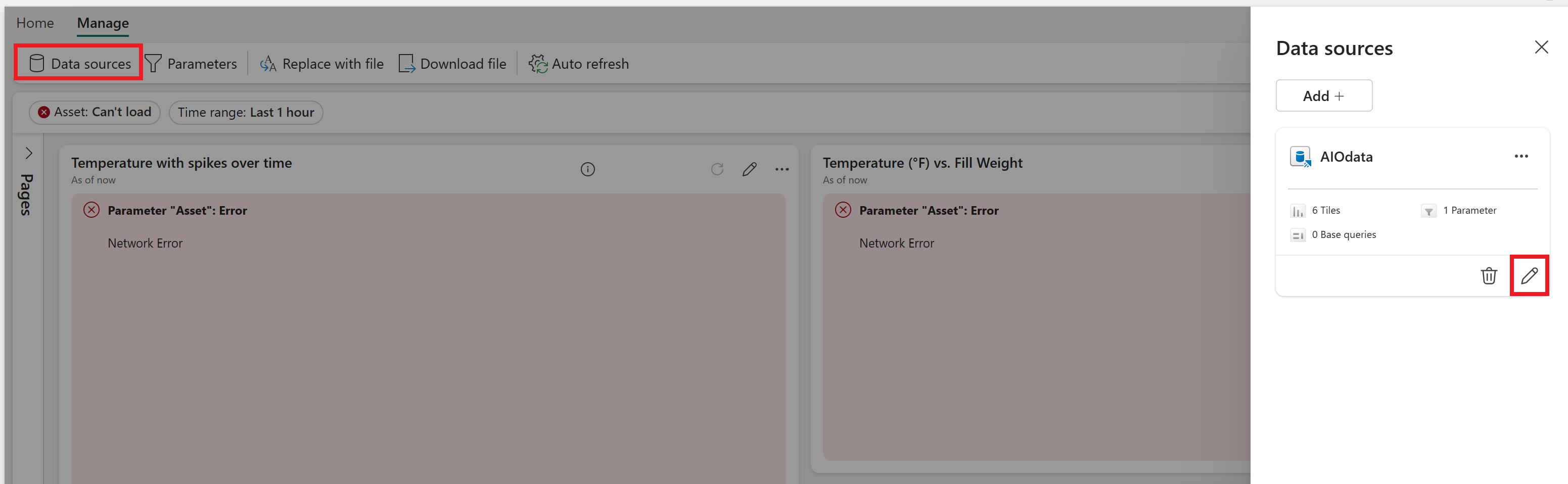 用于连接数据源的按钮的屏幕截图。