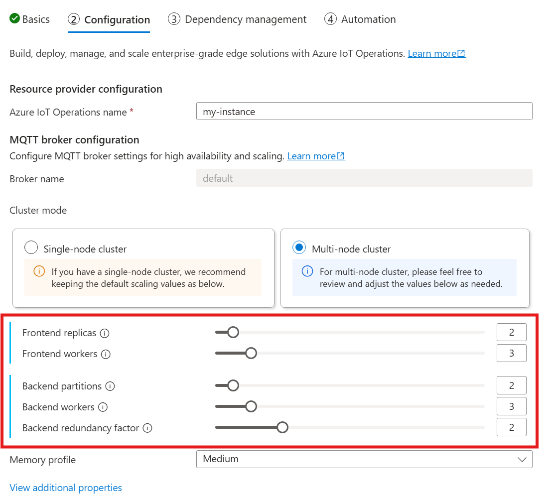 显示直接在 Azure 门户中配置代理基数的位置的屏幕截图。