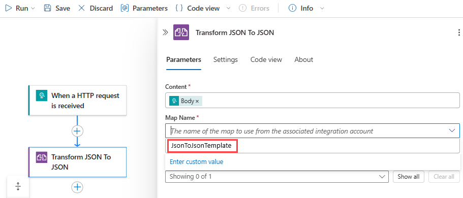 显示 Consumption 工作流、Liquid 操作的 Map 属性和所选模板的屏幕截图。