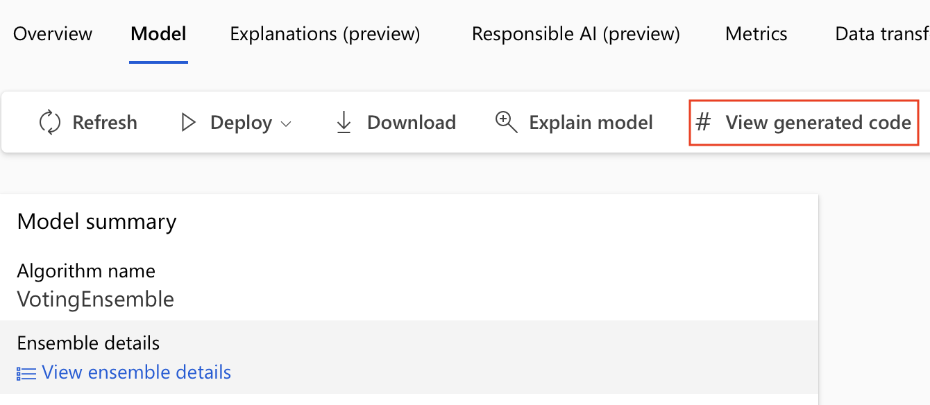 显示“模型”选项卡的屏幕截图，其中选择了模型，如上文所述。