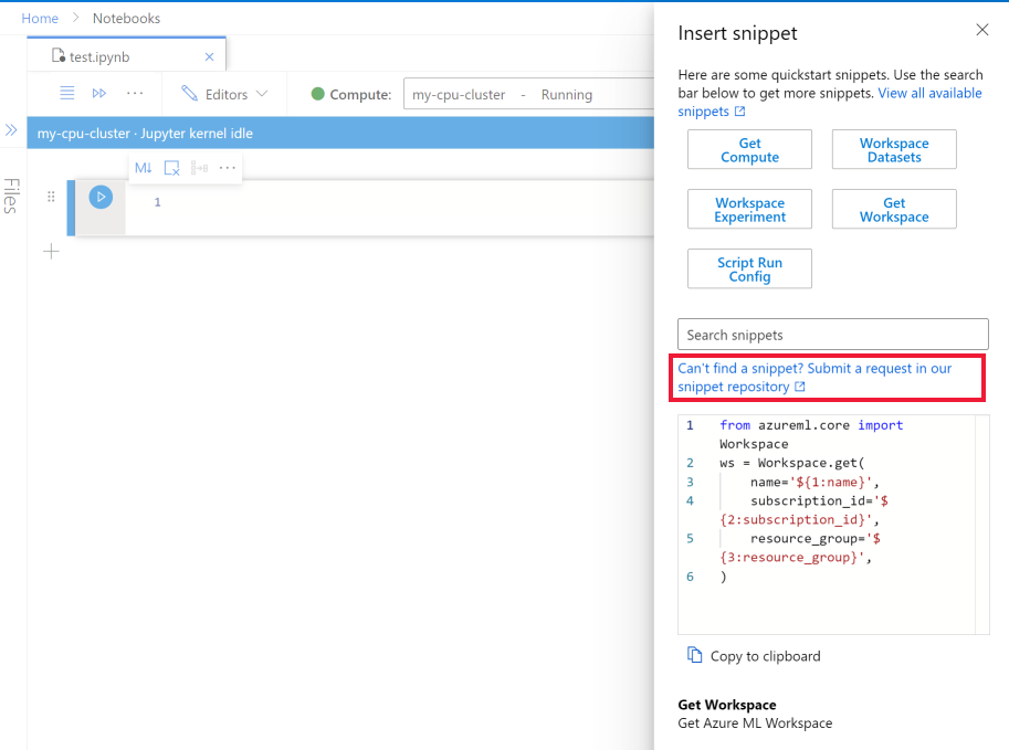 在代码片段面板中可以建议新的代码片段