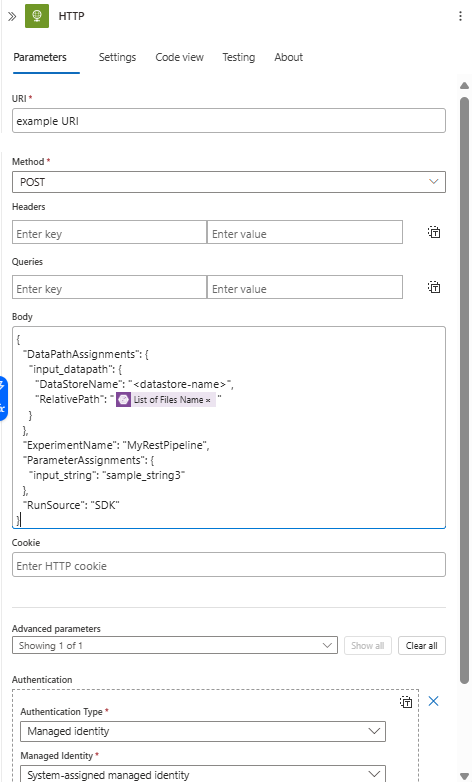 显示 HTTP 设置的屏幕截图。