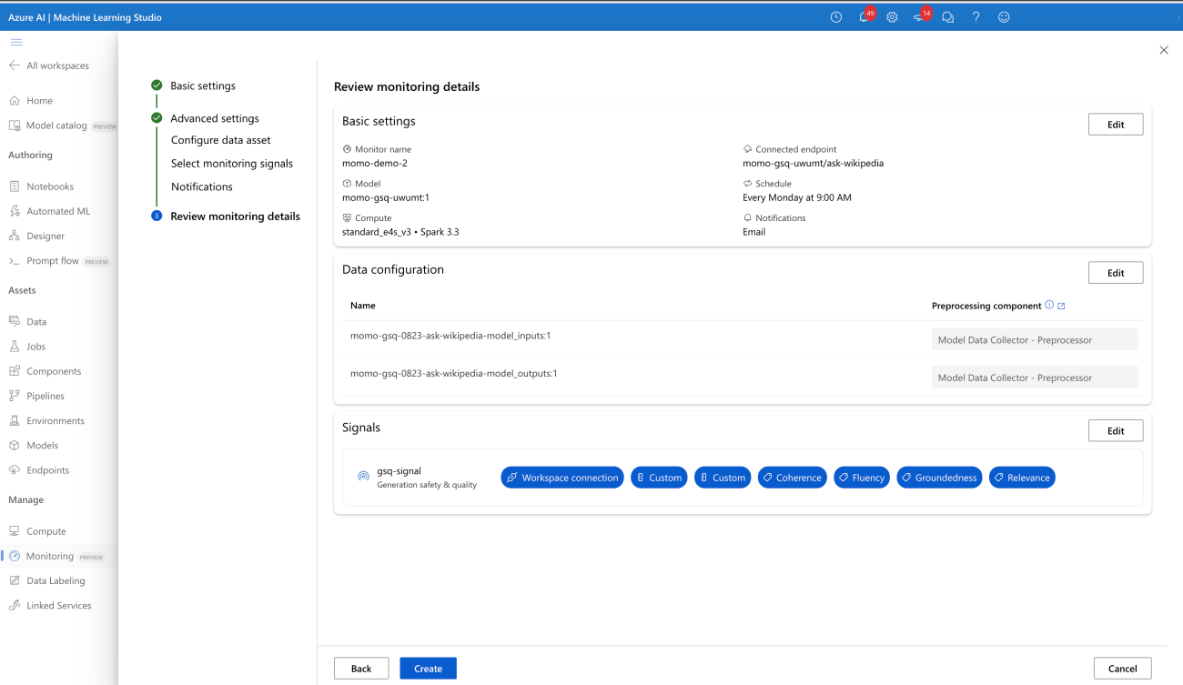 屏幕截图显示配置的监视信号。