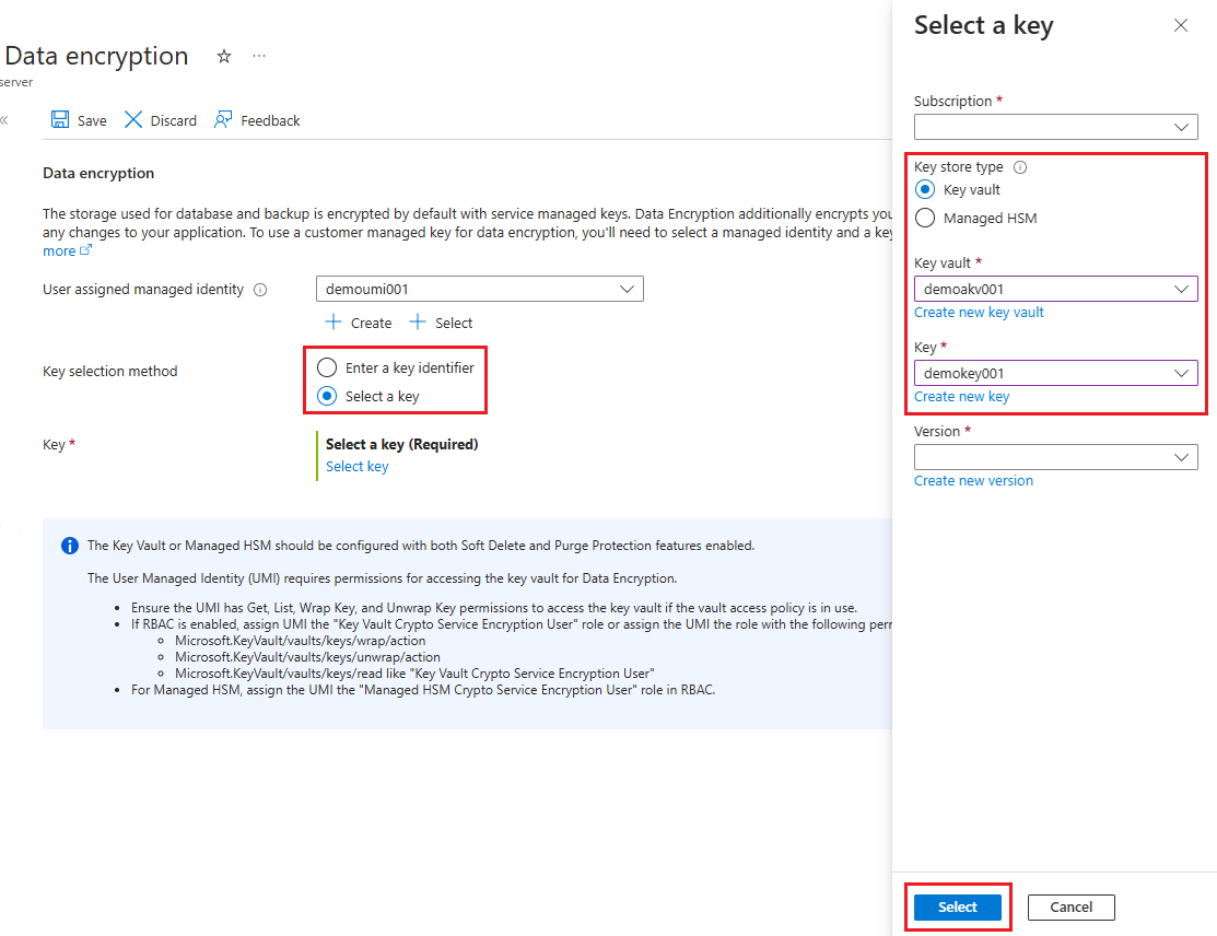 用于显示用户的密钥选择方法的屏幕截图。