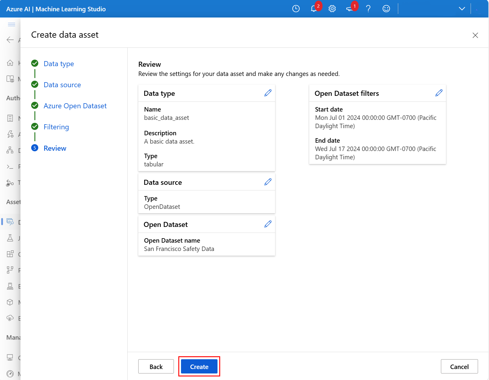 显示检查所选设置并选择“下一步”按钮的屏幕截图。