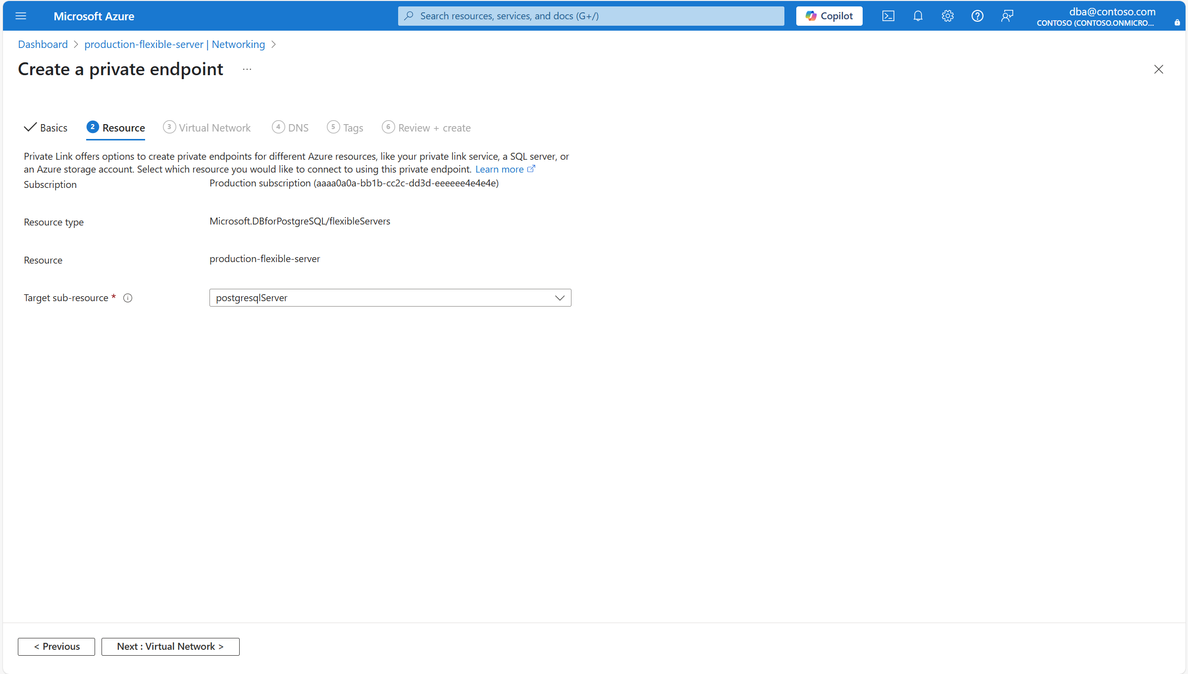 显示“创建专用终结点”的“资源”页的屏幕截图。