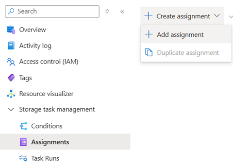 显示分配选项位置的屏幕截图。