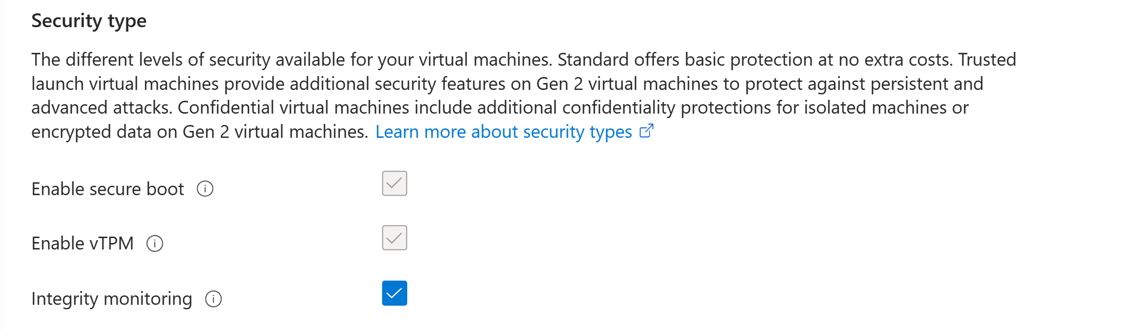 显示选中“完整性监视”的屏幕截图。