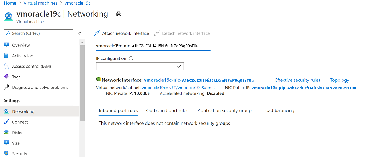 Screenshot that shows networking information.