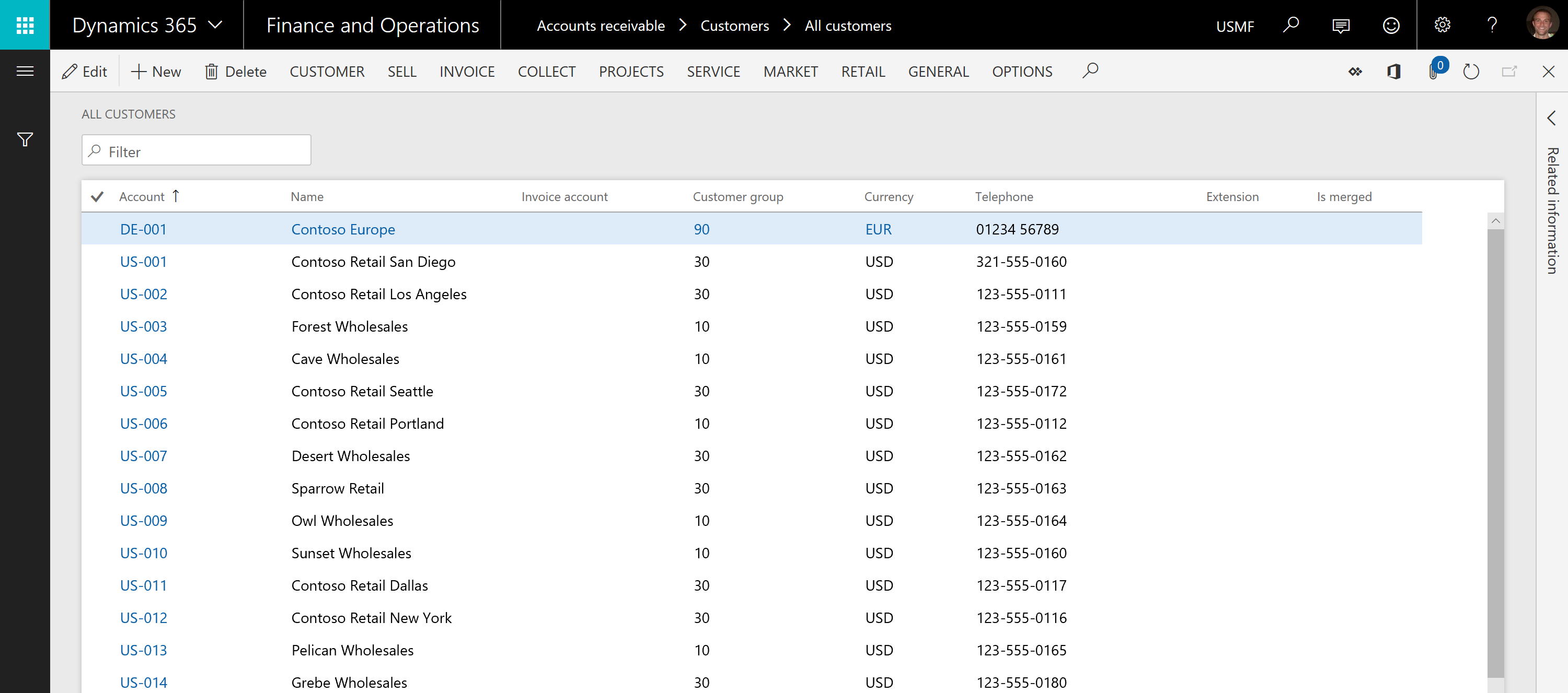 Customer list Customer list