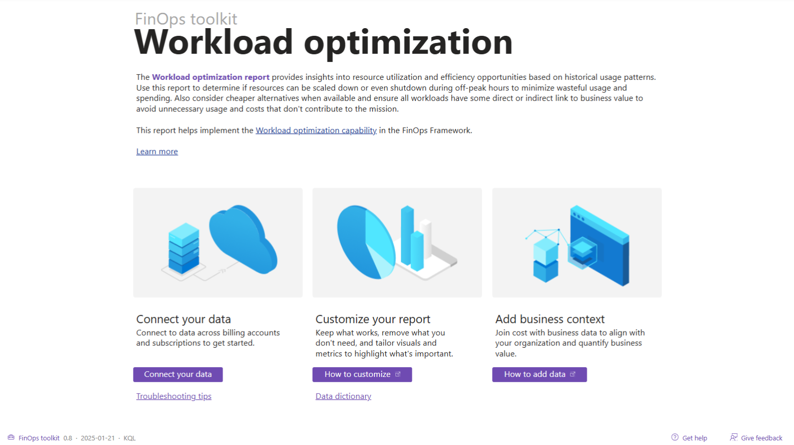 “入门”页的屏幕截图,其中显示了基本信息和详细信息的链接。