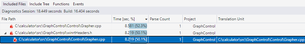 “包含的文件”视图的屏幕截图。