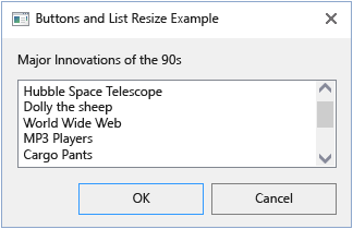调整大小前的对话框。