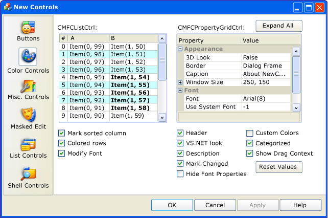 CMFCPropertySheet 列表和属性控件 CMFCPropertySheet 列表和属性控件。
