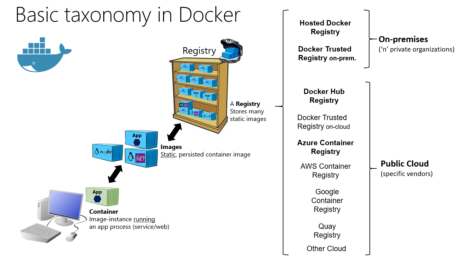 显示 Docker 中基本分类法的图表。
