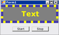 展示一个跑马灯文本以及“开始”和“停止”按钮的应用。