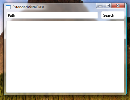 显示扩展到 WPF 应用程序的玻璃框的屏幕截图。