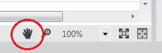 工作流设计器中突出显示的平移按钮。