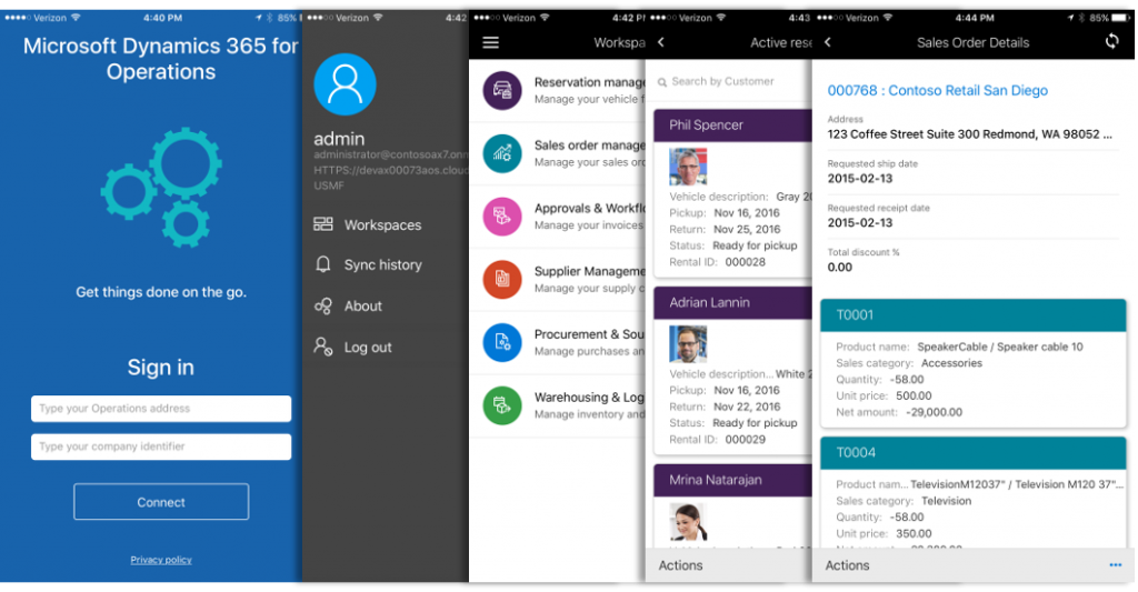 Screenshot of Workspace that was built by using the mobile framework.